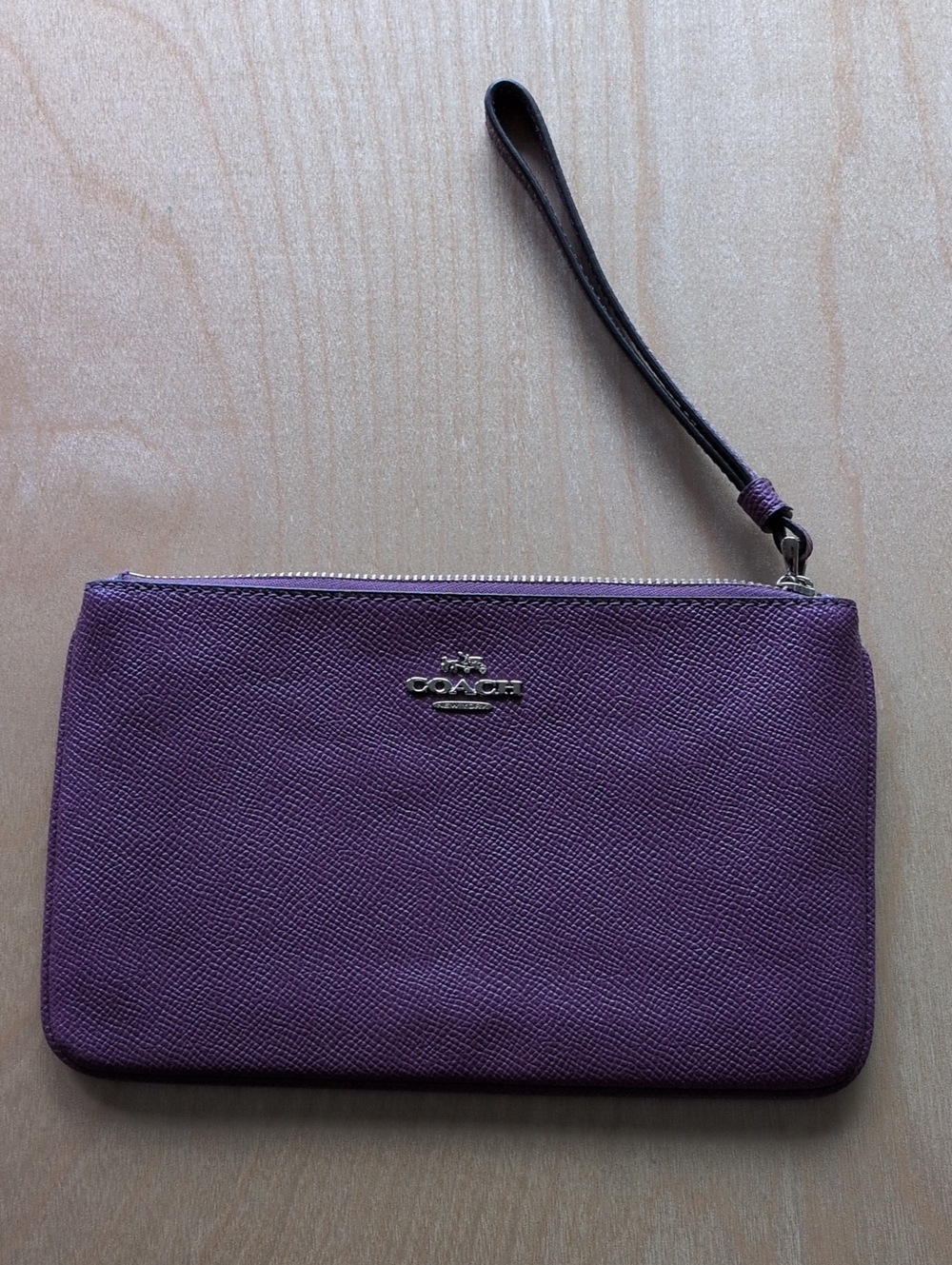 Coach Purple Leather Wristlet with Detachable Strap
